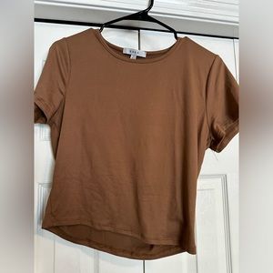 Gaze Brown Stretchy Short Sleeve Top